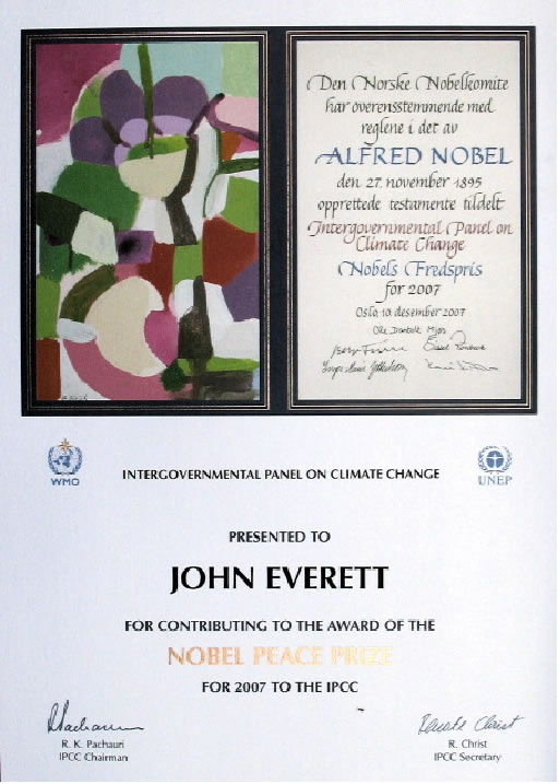 IPCC Nobel Prize Recognition to John T. Everett